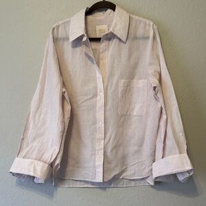TWP Women's Striped Button Down Shirt - Cream